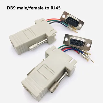 DB9 moški ženski DB9 9PIN serijska vrata konektor RJ45 ŽENSKI adapter D-SUB RS232 (COM Vrata LAN Ethernet Vmesnik Pretvornik
