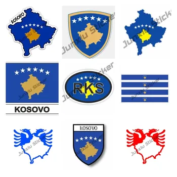 Kosovo Zemljevid z Zastavo Vinilne Nalepke Smešno Kosovu Zemljevid Albanije Dvakrat Vodil Orel PVC Avto Nalepke Pribor za Avtomobile Telefon, Prenosni računalnik