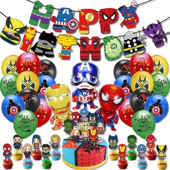 Super Junak Rojstni Dekoracijo Avengers Spiderman Balon, Iron Man, Hulk Stranka Potrebščine, Namizni Pribor Banner Ozadje