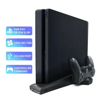 Za PS4 Slim/Konzolo PS4 z Hladilni Ventilator Dvojni Polnilnik polnilno Postajo Za PS4 Krmilnik