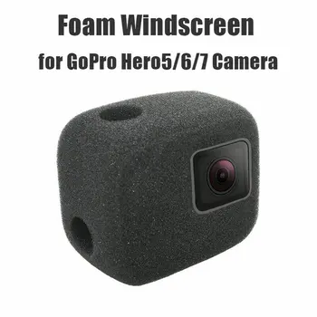 Odporen na veter. Veter Pena za Zmanjšanje Hrupa Kritje Ohišje Za Gopro Hero 7 6 5 Pena Windscreen2018 Črna Kamera Goba zaščito
