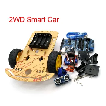 Novo Izogibanje Sledenje Motornih Smart Robot Avto Ohišje Kit Hitrost Kodirnik Polje Baterije 2WD Ultrazvočno Modul Za Arduino Kit
