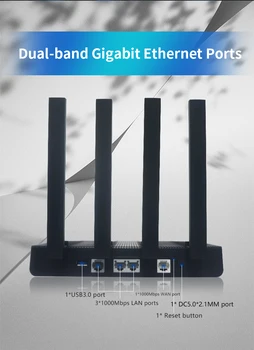 ZBT Dual Band Usmerjevalnik WIFI6 Brezžični WIFI Router 1800Mbps DDR3 256 MB Flash 16 MB 2*Gigabit Port WAN 1 2 LAN Wifi 6 Roteador