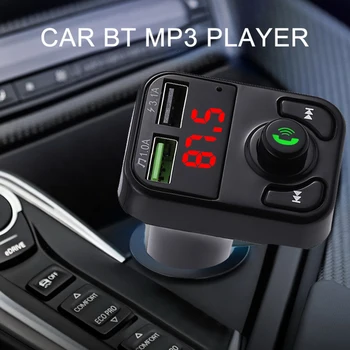 Avto FM Oddajnik Bluetooth, združljiva 5.0 Dvojni Polnilnik USB Brezžični kompletom za Prostoročno FM Adapter Podpira TF Kartice USB Disk