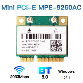 2030Mbps Mini-PCIE Kartico 9260AC 9260HMW 2.4 G/5GHz BT 5.0 Wlan Kartico WiFi Dual Band 2,4 G/5Ghz 802.11 napajalnik Prenosnik Deskktop Windows10/11