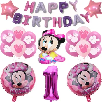 19pcs/veliko Disney Minnie Miško 32inch Število Rojstni dan Baloni Dekoracije Baby Tuš Otroci Stranka Minnie Balon Zraka Globos
