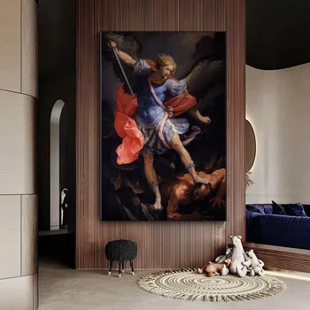 Guido Reni: Nadangel Mihael Zmagi Satan plakat prin dekoracijo sten platno Stensko slikarstvo Umetnost slike za dnevno Sobo