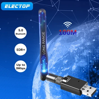 Electop USB Bluetooth 5.0 Adapter za Ključ Antena za Dolge razdalje, Brezžični Audio Sprejemnik Oddajnik za Prenosni RAČUNALNIK Win 7 8/8.1 10