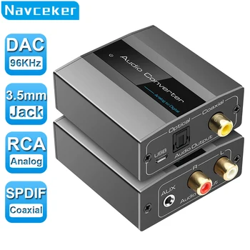 Navceker 96 khz Analogno-Digitalni Pretvornik S RCA 3.5 mm Jack Stereo na Toslink Optični SPDIF Koaksialni Adapter za TV PS3