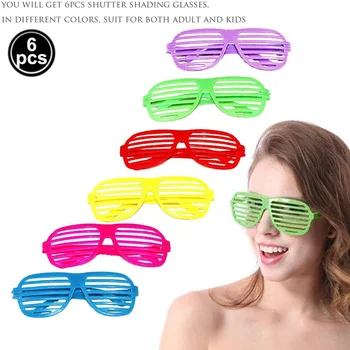 6Pcs Neon Barve Osvetlitve Očala 80 Stranka Zarezano sončna Očala za Odrasle 90. letih Retro Rock Pop Star Disco Obleka-Up Party Supplies