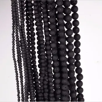 Naravni Kamen Biseri 4-12 mm Mat LAVA KAMEN Črne Kroglice Topa poljski Oniks Carnelian Črni Kamen Kroglice za nakit, izdelava