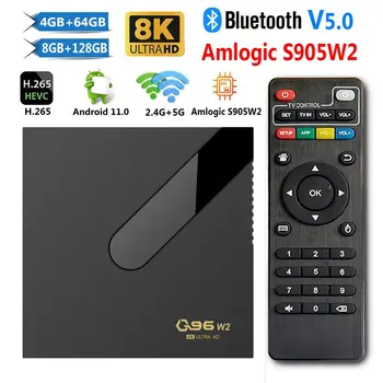 Novo Q96 W2 Smart TV Box Android 11 Amlogic S905W2 Core Quad 2.4 G 5G Dvojno WIFI 4K HDR Set Top Box 8GB+128GB Media Player H. 265