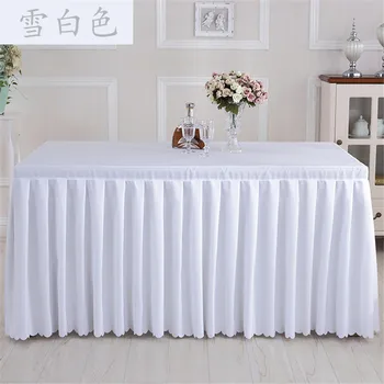 Bele barve, 100% poliester tkanine iz enega kosa tabela krilo s prtom Naguban Tabela Kritje za svate banket dekoracijo