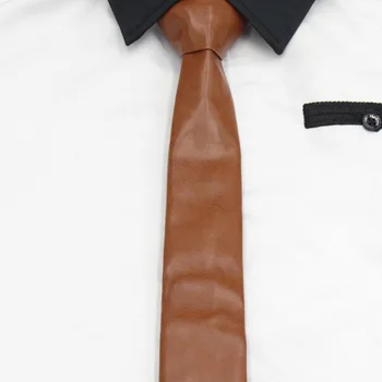 Trendy in lep usnje kravato za moške rumeno rjava vsestranski trdna korejski ozko kravato 5 cm roko kravato Modni Šoli