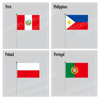 Ročno Zastavo s Poljaki Peru Filipini Poljska Portugalska Nacionalna 14*21 cm Poliester Letenje na prostem Banner lahko prilagodite
