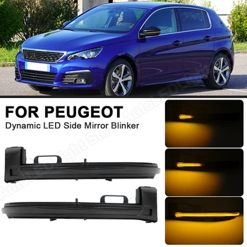 Luči Za Peugeot 308 2013-2019 Dinamične Strani Ogledalo Blinker LED Svetilke 2PCS Amber Zaporedno Vključite Opozorilne Lučke Kazalnika