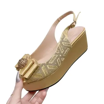 Poročni Čevlji za Ženske Udobno Klin Sandale 3 cm, Platforma Močen Poletne Sandale 2023 NOVE Oblikovalec Udoben Usnje Klin Pete