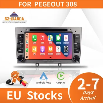 Carplay Android 11Car Radio Predvajalnik Za Peugeot 308 408 GPS Navigacija Player Samodejno Video Stereo Volan Nadzor