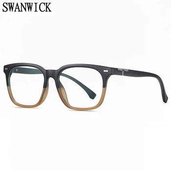 Swanwick modra svetloba blokiranje očala kvadratnih očala okvirji ženske Kratkovidnost računalnik očala optical black leopard moški tr90