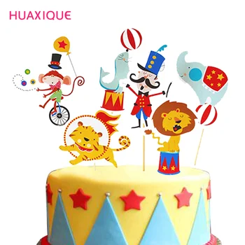24pcs Torta Dekor Slon Cirkus Klovn Torto Toppers Baby Happy Birthday Pravljice Dekor za Dan Otrok Otrok Stranka, Pecilni Dobave