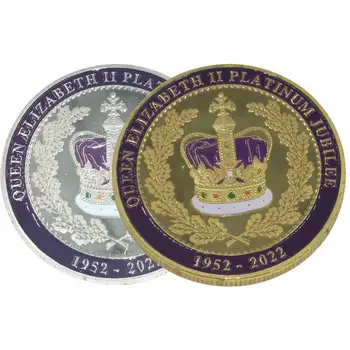 1952-2022 Kraljica Spominski Kovanec Za Njeno Veličanstvo Kraljico Gold Silver Plated Metal Kovanec Kraljica Elizabeta II Značko Zbirateljske Darilo
