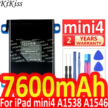 KIKISS Tablet Baterija Za Apple iPad Mini 4 Mini4 A1538 A1546 A1550 Zamenjava Baterije 7600mAh Visoka Zmogljivost Bateria Brezplačna Orodja