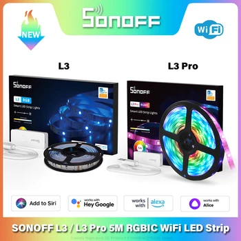SONOFF L3/L3 Pro 5M WiFi Smart LED Trak Svetlobe Fleksibilni RGB Osvetlitev Okrasni LED Žarnico, Trak Pametni Dom Preko Alexa googlova Domača stran