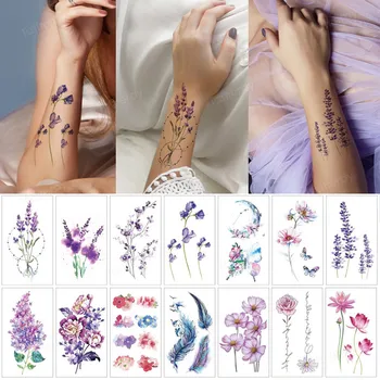 12Pcs/Set Mala Ponaredek Tetovaže Prilepi na Obraz, Roke, Gleženj, Zapestje za Otroke Dekle Ženske Sivke Nepremočljiva Cvet Tattoo Nalepke