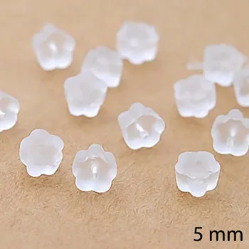 5 mm 100 kozarcev Velike Silikonske Gume Plastičnih Uhan Zamašek Varnost Hrbet Cvet Ušesni Čepi Nakit Finddings Komponente