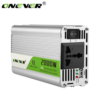ONEVER 2000W Avto Power Inverter DC 12V Na AC 220V Spremenjen sinusni signal Napajanje Z AC Vtičnico In 2.1 Polnilnik USB Pretvornik