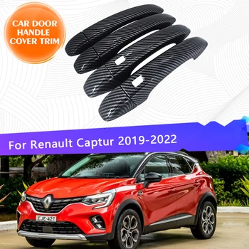 Vrata avtomobila Ročaj Kritje Za Renault Captur JB JE 2019 2020 2021 2022 Gloss Črna roka Kritje Dekoracijo Zunanjost Deli, dodatna Oprema