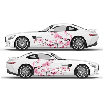Češnjev Cvet Avto Tuning Nalepke Strani Grafični Rožnat Češnjev Cvet Barve Vinilne Nalepke Za Vsa Vozila Z Nalepko
