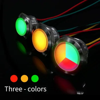 12 mm 16 mm 19 mm 22 mm Kovinski Indikatorska Lučka LED Opozorilo Signalna luč Pilot z Žico Dve Tri Barve 5V 12V 24V 220V Rdeča Modra Zelena