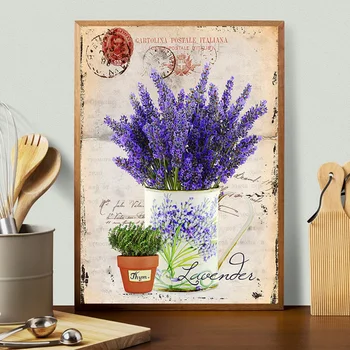 Vintage Vijolične barve Sivke Platno Slikarstvo Provence Pokrajino Wall Art Plakat Sliko Natisniti za Dom Dnevna Soba Dekor Darilo Cuadros
