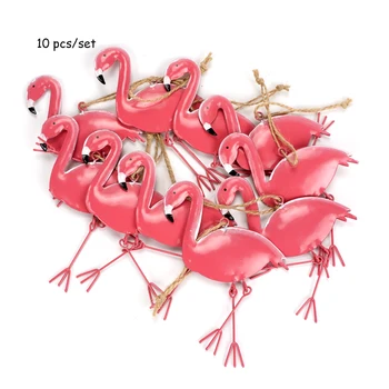 Velikonočni Okraski Za Dom 10Pcs Kovinski Flamingo Obesek pisanica, Roza Ptic Stranka Diy Primerni Za Dekoracijo visi Drevo
