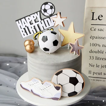 Nogometni Šport Predmet Torto Pokrivalo Za Otroke Fant Srečen Rojstni Dan Cupcake Dekoracijo Zastav Baby Tuš Peko Dekor Dobave