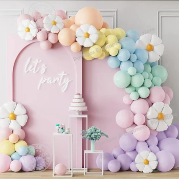 141Pcs Macaron Candy Barve Balon Garland Arch Daisy Folija Balon Dekle, Princesa Rojstni dan Poročni Dekoracijo Baby Tuš