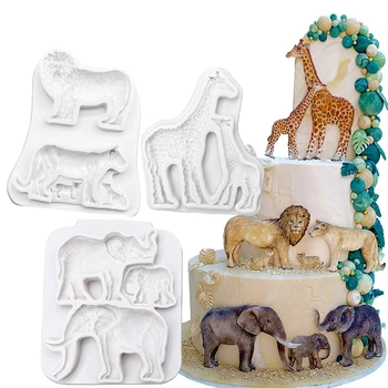 3D Jungle Živali Žirafa/Lev/Slon Silikonsko Plesni Fondat Čokolada Plesni Torta Dekoraterstvo Orodja DIY Gline Model Bakeware