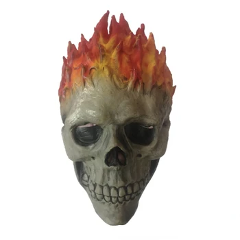 Ghost Rider Masko Cosplay Latex Masko Lobanje Okostje Rdeči Plamen, Ogenj Človeka, Grozljivo Polno Glavo Odraslih Rekviziti Stranka
