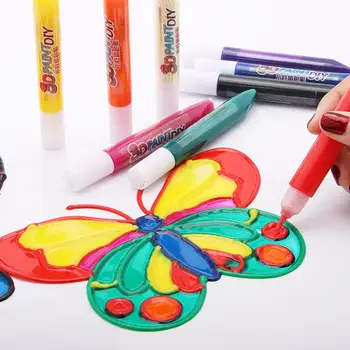 3D Čarobno Gumi Barve Pero Ne Pečemo Lepilo Slikarstvo Zračno Sušeni Otrok DIY Okno Vitraž Barve, zaradi Česar Kristalno Okno Nalepke