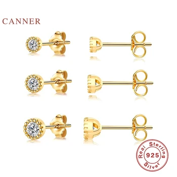 CANNER 3pc/Komplet Uhani Za Ženske 925 Sterling Srebro Pendientes Diamond Mini Piercing Stud Uhani Cirkon Fine Nakit Joyero