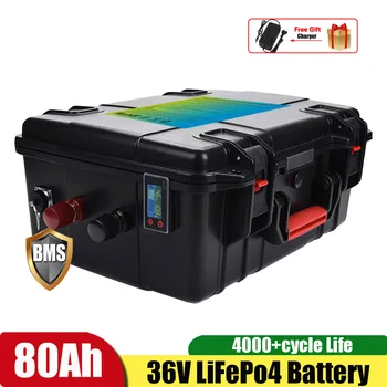 Nepremočljiva Lifepo4 Baterije 36V 80Ah 60Ah Z BMS za 80 lbs 112lbs Panulo Motornih Morskih Ribiških Čolnov +10A Polnilnik