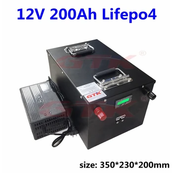 GTK 12v 200Ah Lifepo4 Baterije, Vgrajene v BMS 12.8 V za Avtodome Napajanje EV Sončne Shranjevanje Avtodom+10A Polnilnik