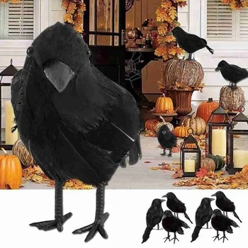 1Pc Simulacije Črna Vrana Živali Model Umetnega Vrana Črna Ptica Krokar Prop Strašno Dekoracijo Stranka Darilo za Rojstni dan za Otroke