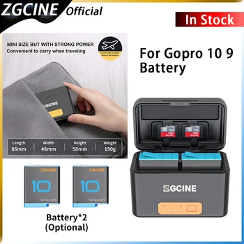 ZGCINE PS-G10 Mini Polnjenje Polje Za GoPro 10 9 Baterija Power Bank Smart Polnilec za Polnjenje 5200mAh Baterije, Shranjevanje Primera