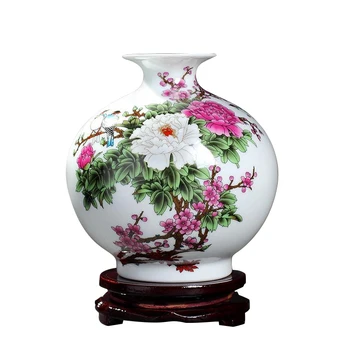 Jingdezhen Keramične Vaze Dekoracijo dnevne Sobe Cvetlični Aranžma Ustvarjalne Sodobni Kitajski Bogu Polica Šipek Obrti decoratio