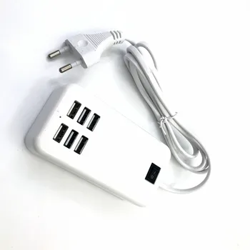 Najnovejši 6 Vrata Prenosni USB Hub Namizni Polnilnik AC Power Adapter EU Plug Reže za Polnjenje Razširitev Vtičnice Vtičnice S Stikalom