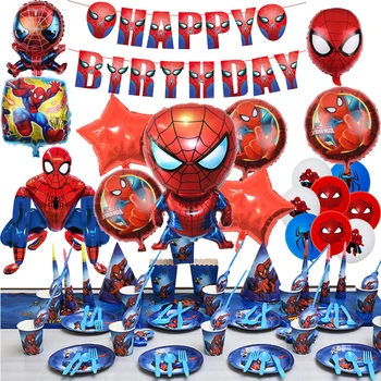 1. Spiderman Rojstni dan Baloni Dekoracije za Enkratno uporabo Namizna 3D Super Pajek Folija Balon Party Supplies Ploščo Plenice