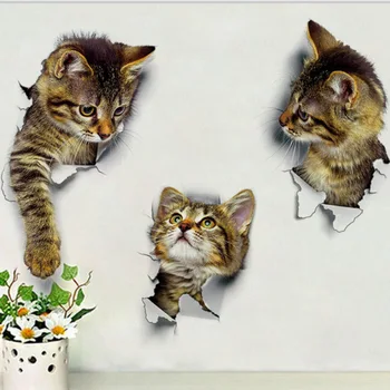 Luštna 3D Mačka Stenske Nalepke za dnevno Sobo, Spalnica Okraski, Ustvarjalna Pet Stenske Nalepke Nalepke Wc