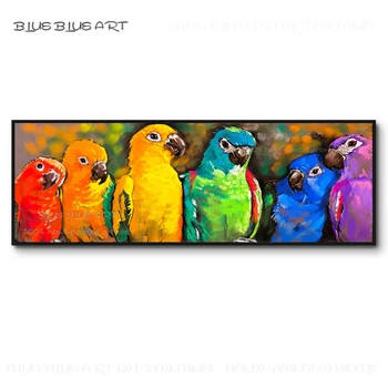 Odličen Slikar Ročno poslikano Lep Živali, Ptice Papiga Oljna slika na Platnu Lepoto Srčkan Živali 6 Ptic Papiga Oljno sliko